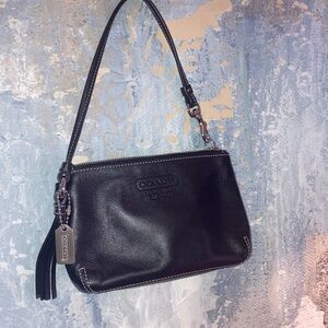 Genuine Y2K  Coach Black Leather Wristlet with Tassel